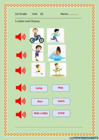 1 grade -unit 16- I can swim