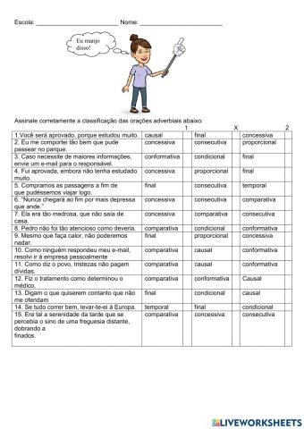 Loteria das orações adverbiais