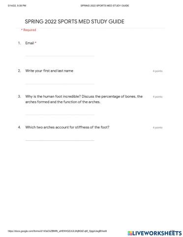 Sports medicine STUDY GUIDE PART 1