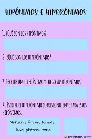 Hipónimos e hiperónimos