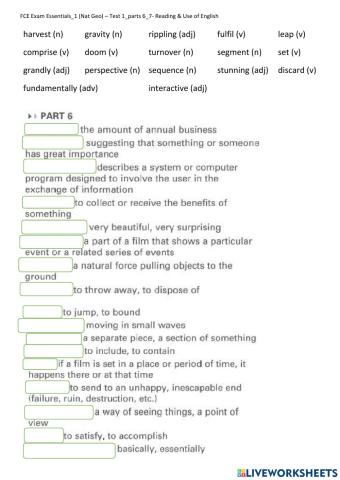 FCE Essential test 1 part 6-7