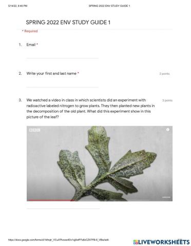 Environmental science study guide 1