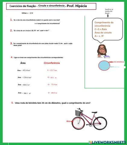 Círculo e circunferência - área e perímetro