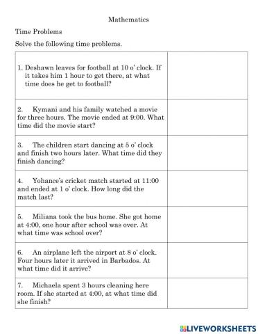 Mathematics Time Problem