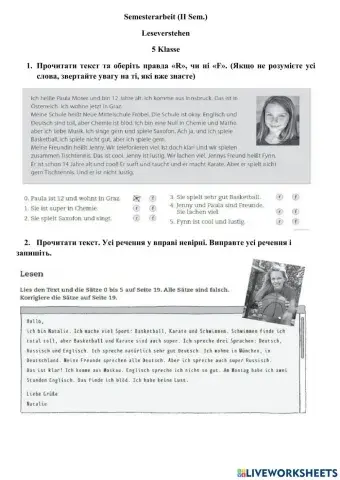 Semesterarbeit. Leseverstehen