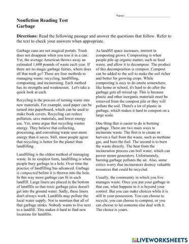 Nonfiction Reading Test