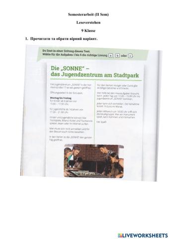 Semesterarbeit- Leseverstehen