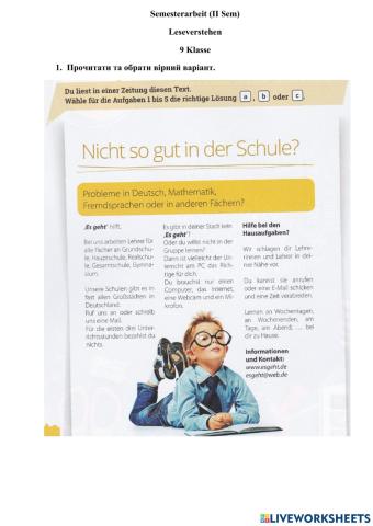 Semesterarbeit. Leseverstehen