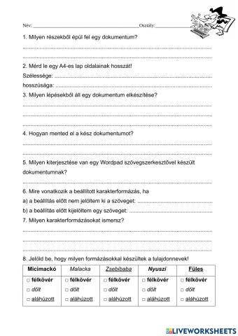 A szövegszerkesztés kezdő lépései