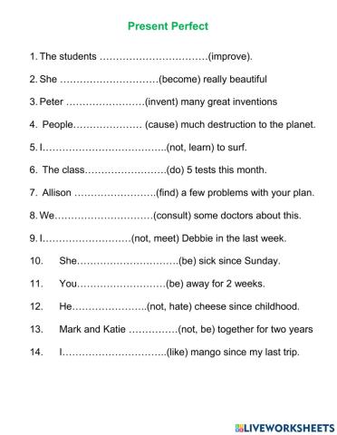 Present perfect tense