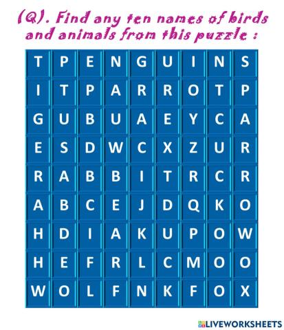 Puzzle 1 (birds & animals)