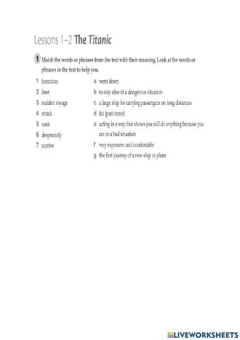 Vocabulary unit 10 lesson 1