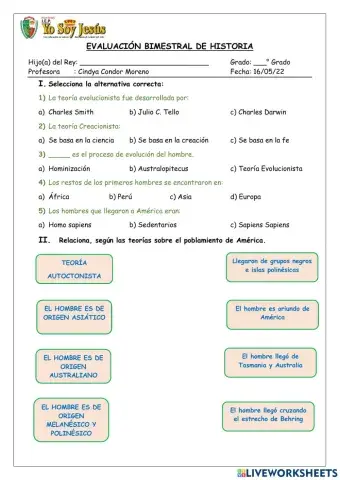 Evaluación de historia