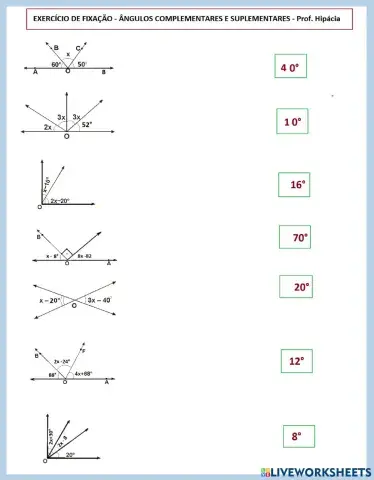Ângulos complementares e suplementares