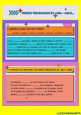 Verbos terminados en -aba, -abas...