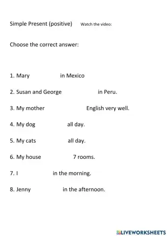 Simple Present practice (positive)