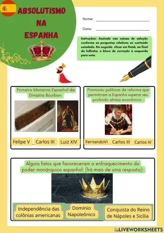 Absolutismo na Espanha - exercícios