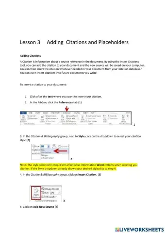 Lesson 3 Inserting Citations and Placeholders