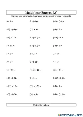 Multiplicación de enteros