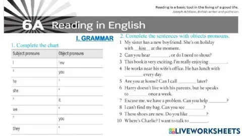 UNIT 6A: Reading in Enghlish