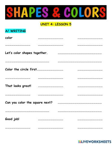 Hang Out Starter Unit 4 Shapes and Colors Lesson 5