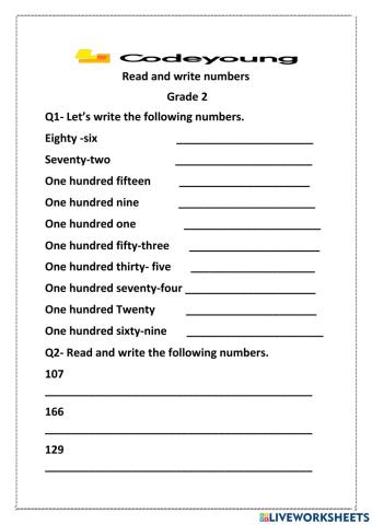 Read and write numbers 2