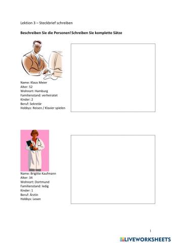 Steckbrief schreiben