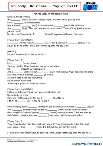 No body no crime - Taylor Swift