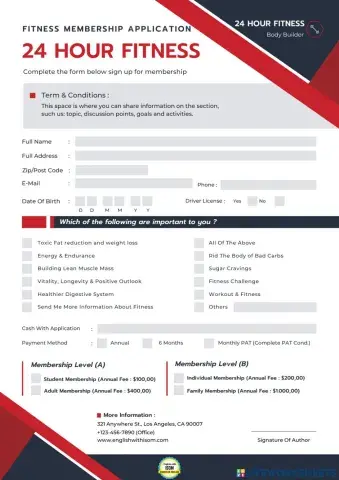 Gym Membership Form