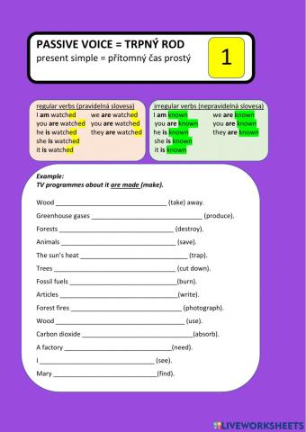 ANG 8 - PASSIVE VOICE 1 - present simple - psaní