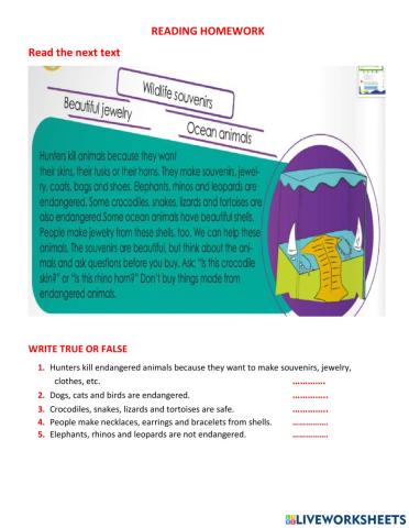 Endangered animals reading