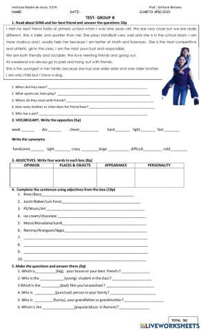 CUARTO AÑO EXAM 1st TERM GB+