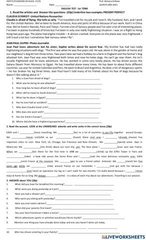 QUINTO AÑO TEST 1st TERM