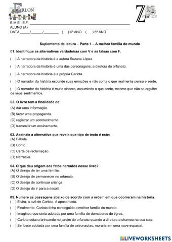 A Melhor Família do Mundo - Suplemento de leitura