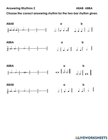Answering Rythm Worksheet