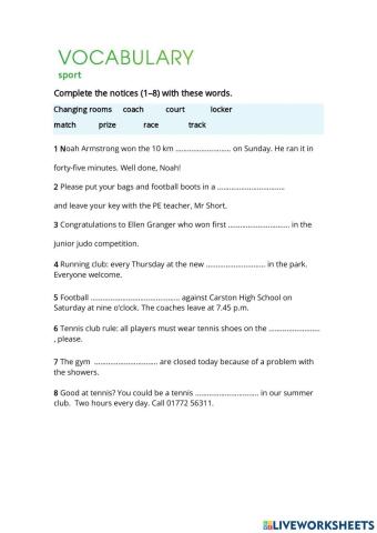 Sports vocabulay