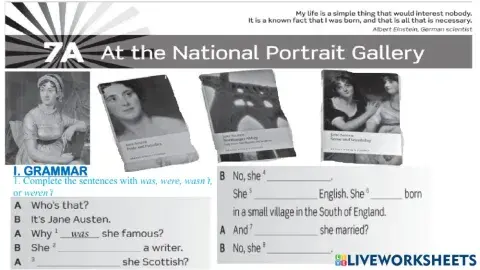 UNIT 7A: At the National Portrait Gallery