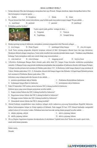 Latihan soal tema 7