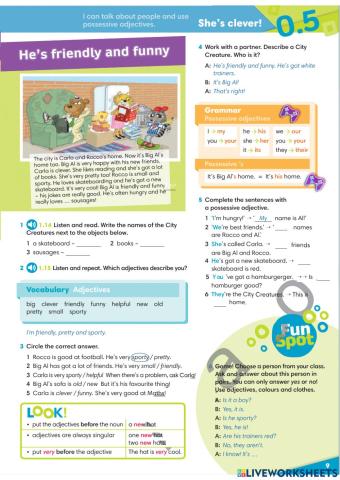 Go Getter 2 Unit 0.5 - Possesive adjectives, possesive nouns