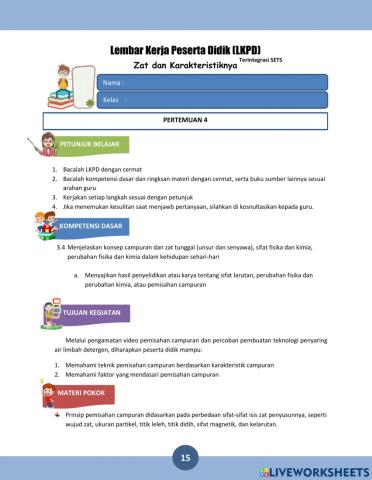 LKPD 4 Zat dan Karakteristiknya
