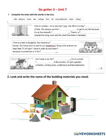 Go getter 3 - Unit 7 - Vocabulary test