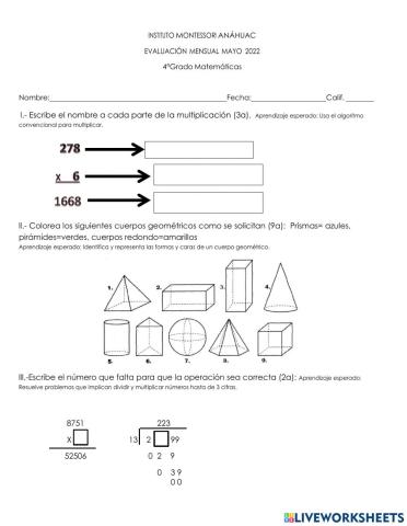 Evaluación Matemáticas