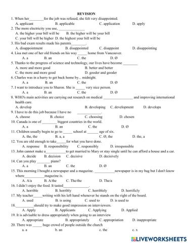 Parts of speech and articles