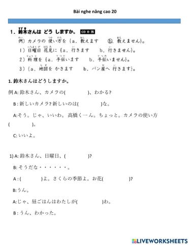 Bài nghe nâng cao 20