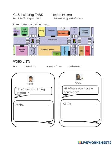 CLB1: Writing TASK A Text for Location 