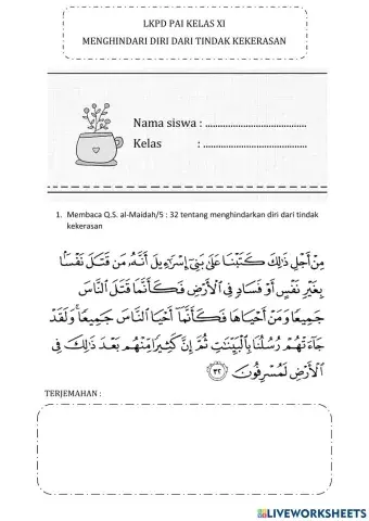 LKPD PAI-Kelas XI-Menghindari kekerasan
