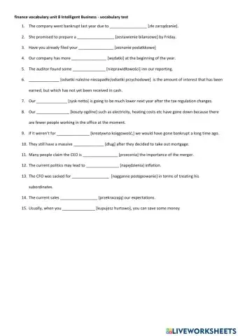 Finance vocabulary - basics