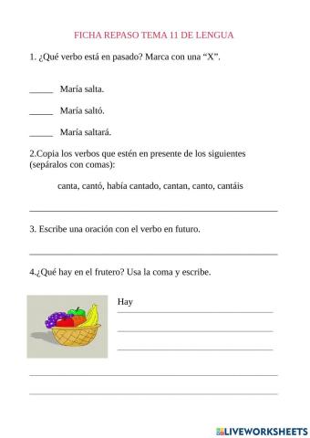 Repaso lengua tema 11