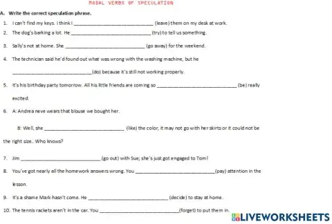 Modal verbs of speculation b2