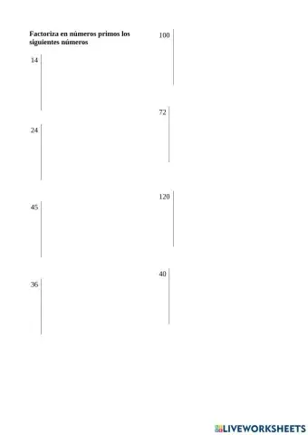 Factoriza los numeros